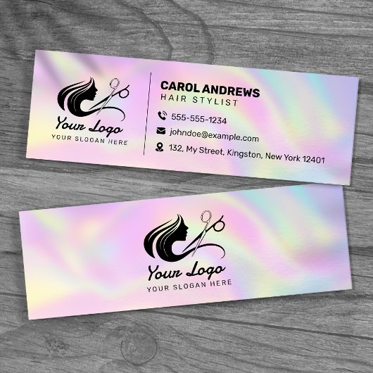 Carte De Visite Mini Logo de coiffeur holographique moderne