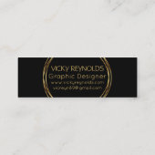 Carte De Visite Mini Logo de monogramme moderne en cercle doré (Dos)