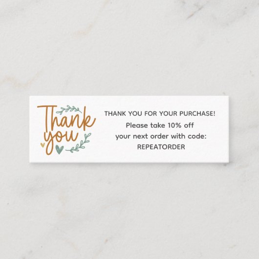 Carte De Visite Mini logo de remerciement écriture manuscrite boho (Devant)