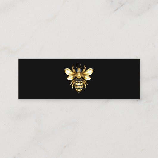 Carte De Visite Mini Logo Faux Gold Foil Bee Polygonal sur Noir (Devant)