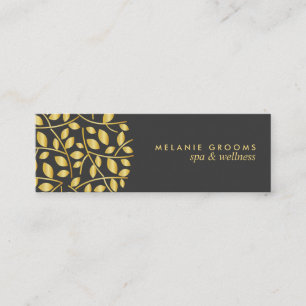 Carte De Visite Mini Logo Gold feuilles yoga massage spa bien-être