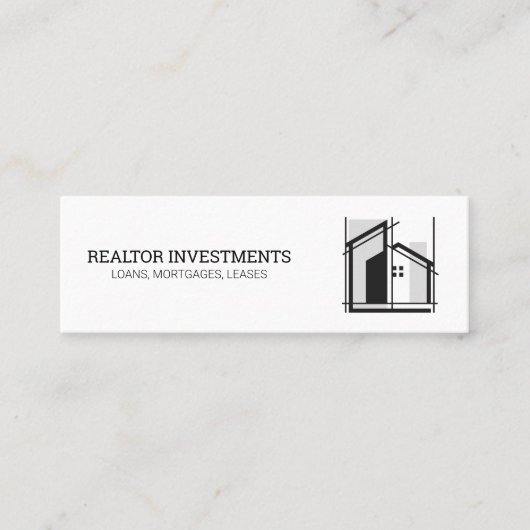 Carte De Visite Mini Logo Immobilier | Propriétés Bâtiments (Devant)