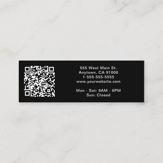 Carte De Visite Mini Logo moderne QR Code noir (Dos)