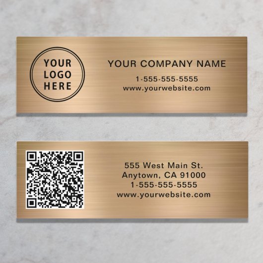 Carte De Visite Mini Logo moderne QR Code Or
