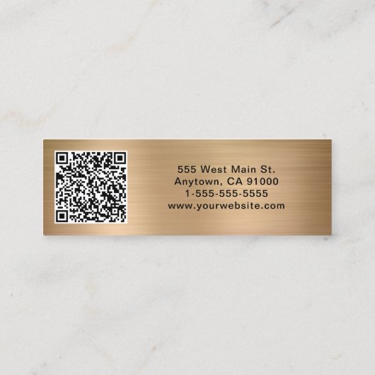 Carte De Visite Mini Logo moderne QR Code Or (Dos)