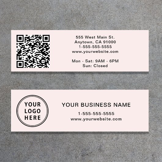 Carte De Visite Mini Logo moderne QR Code rose