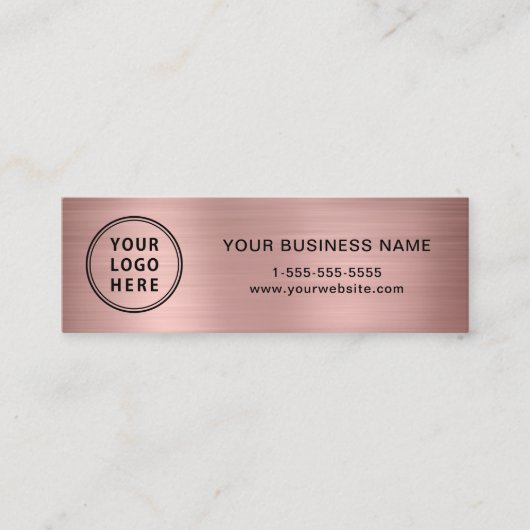 Carte De Visite Mini Logo moderne QR Code Rose Or (Devant)