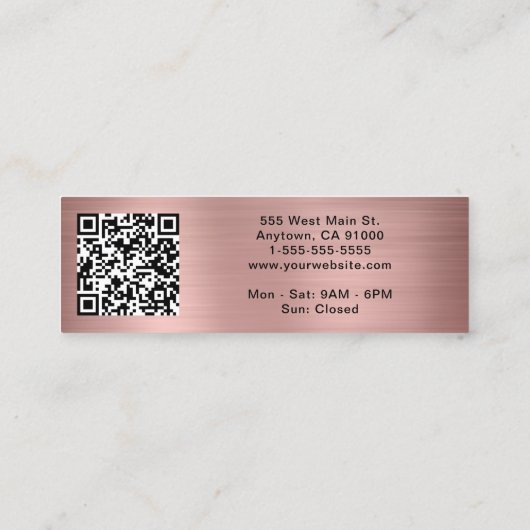 Carte De Visite Mini Logo moderne QR Code Rose Or (Dos)
