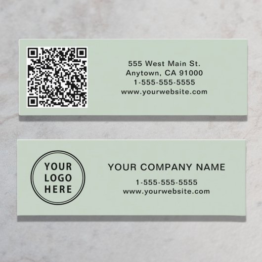 Carte De Visite Mini Logo moderne QR Code Sage