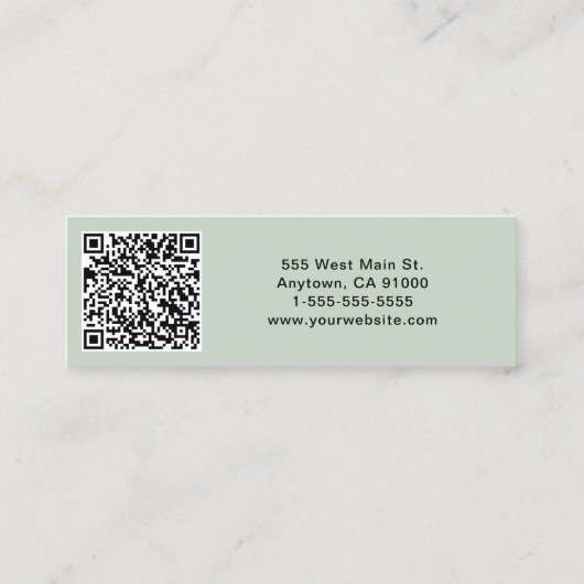 Carte De Visite Mini Logo moderne QR Code Sage (Dos)
