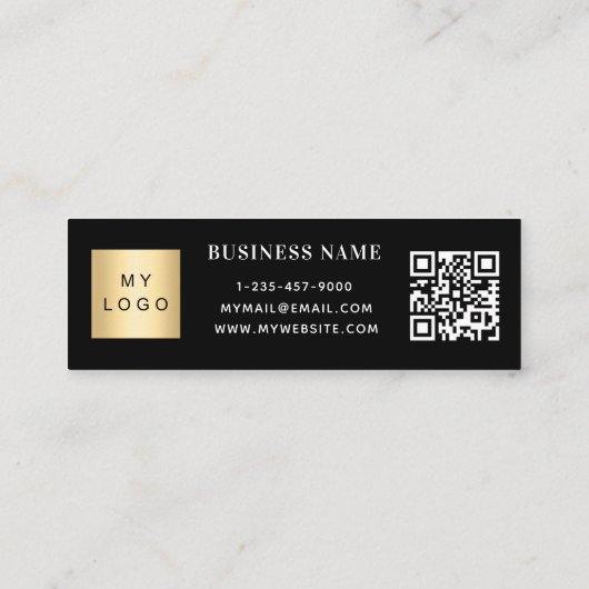 Carte De Visite Mini Logo noir blanc Code QR (Dos)