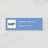 Carte De Visite Mini Logo simple et code QR bleu (Devant)