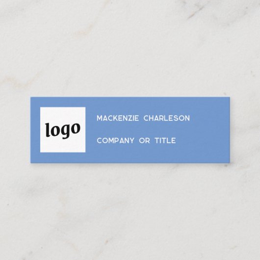 Carte De Visite Mini Logo simple et code QR bleu (Devant)