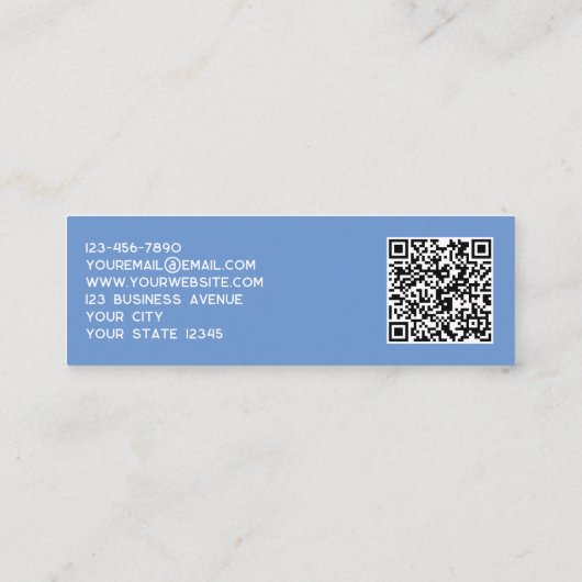 Carte De Visite Mini Logo simple et code QR bleu (Dos)