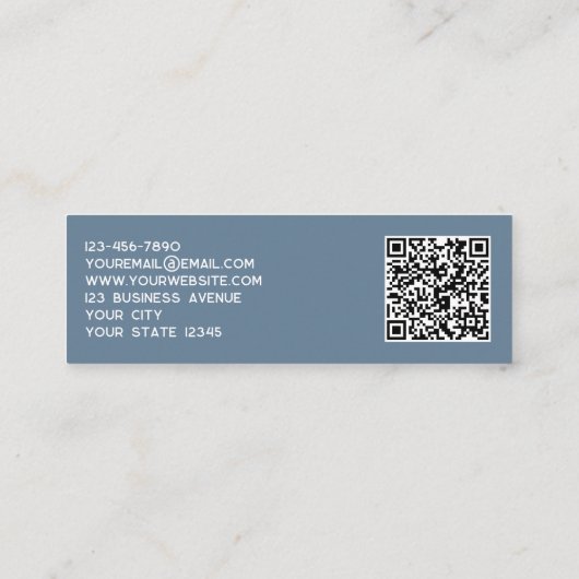 Carte De Visite Mini Logo simple et code QR Dusty Blue Grey (Dos)