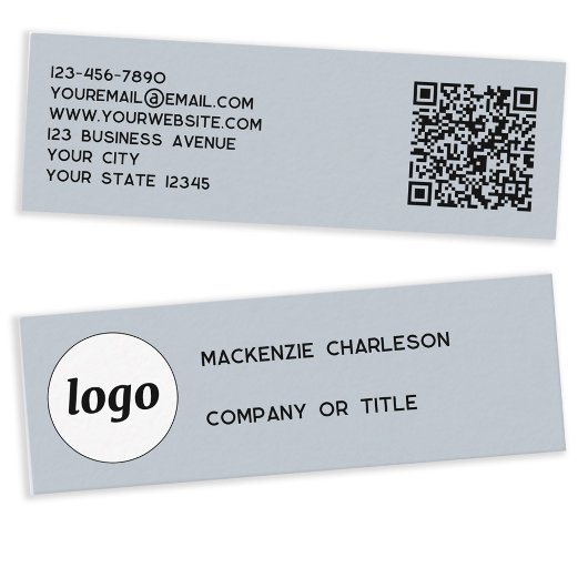 Carte De Visite Mini Logo simple et code QR Dusty Powder Blue