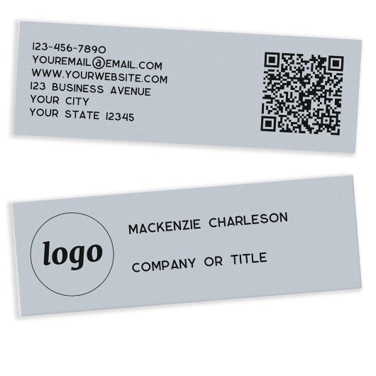 Carte De Visite Mini Logo simple et code QR Dusty Powder Blue