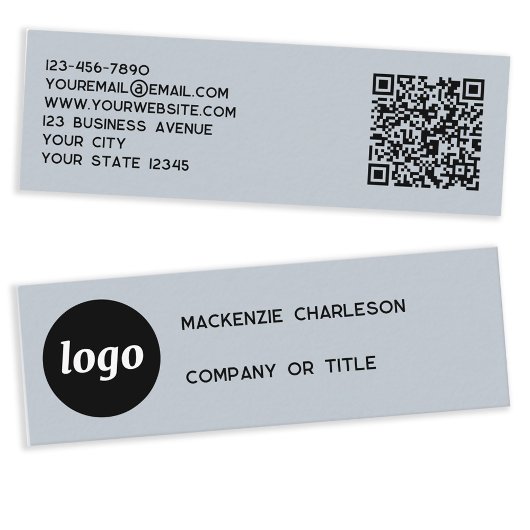 Carte De Visite Mini Logo simple et code QR Dusty Powder Blue