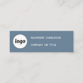 Carte De Visite Mini Logo Simple et Code QR Gris Bleu Poussiéreux (Devant)