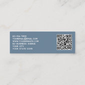 Carte De Visite Mini Logo Simple et Code QR Gris Bleu Poussiéreux (Dos)