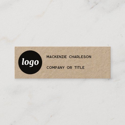 Carte De Visite Mini Logo simple et code QR Kraft (Devant)