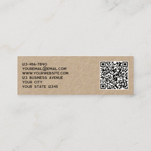 Carte De Visite Mini Logo simple et code QR Kraft (Dos)