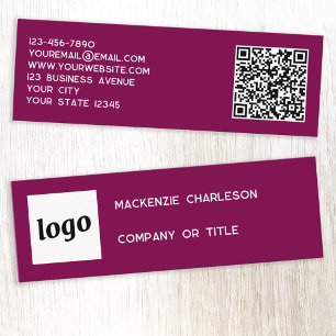 Carte De Visite Mini Logo simple et code QR Magenta Cherry Pink