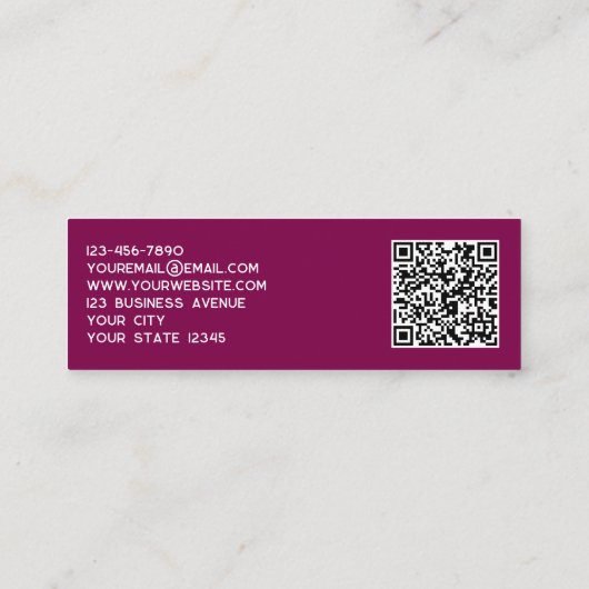 Carte De Visite Mini Logo simple et code QR Magenta Cherry Pink (Dos)