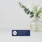 Carte De Visite Mini Logo simple et code QR Navy Blue (Debout devant)