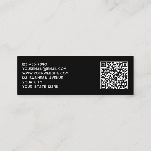 Carte De Visite Mini Logo simple et code QR noir (Dos)