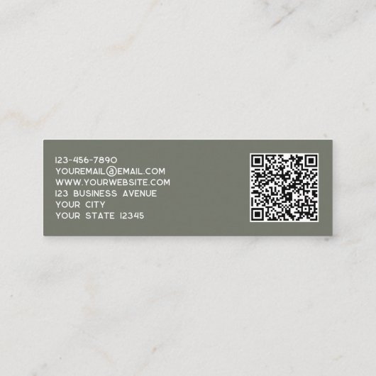 Carte De Visite Mini Logo simple et code QR Sage Green (Dos)