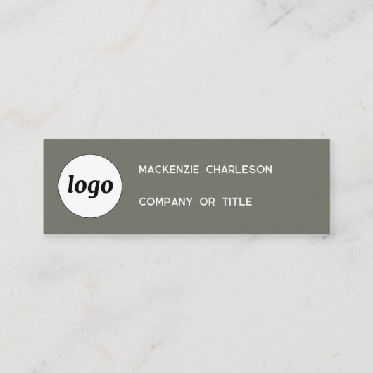 Carte De Visite Mini Logo simple et code QR Sage Green (Devant)