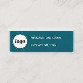 Carte De Visite Mini Logo simple et code QR Vert Turquoise (Devant)