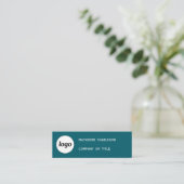 Carte De Visite Mini Logo simple et code QR Vert Turquoise (Debout devant)