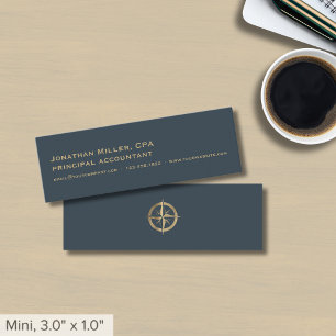 Carte De Visite Mini Logo Simple Gris Gold Compass