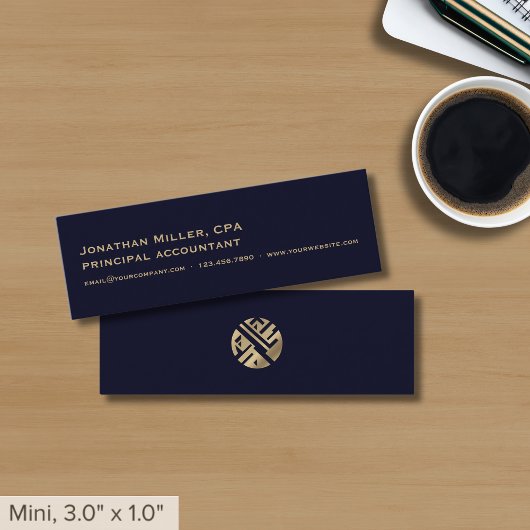 Carte De Visite Mini Logo simple Marine Blue Gold
