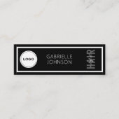 Carte De Visite Mini Logo Simple Moderne Noir Blanc Coiffeur (Devant)