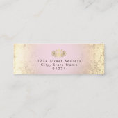 Carte De Visite Mini lotus de feuille d'or faux sur pente rose (Dos)