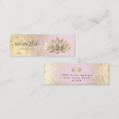 Carte De Visite Mini lotus de feuille d'or faux sur pente rose (Devant / Derrière)