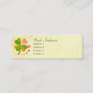 Carte De Visite Mini Lucky 4 Leaf Lover Clover Skinny Card