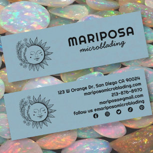 Carte De Visite Mini Lune Floral Élégant Esthétique Salon Icônes social