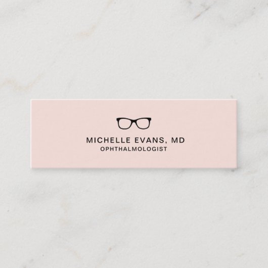 Carte De Visite Mini Lunettes de vue Logo Blush Pink Ophtalmologiste (Devant)