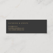 Carte De Visite Mini Luxe Gold et Black Catering, Restaurant Thin (Dos)