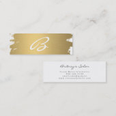 Carte De Visite Mini Luxe Or Brossé Monogramme Texte fantaisie (Devant / Derrière)