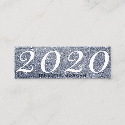 Carte De Visite Mini Luxueux diplôme argent parties scintillant Nom Car (Devant)