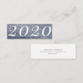 Carte De Visite Mini Luxueux diplôme argent parties scintillant Nom Car (Devant / Derrière)