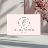 Carte De Visite Mini main et cils Logo maquillage Artiste rose