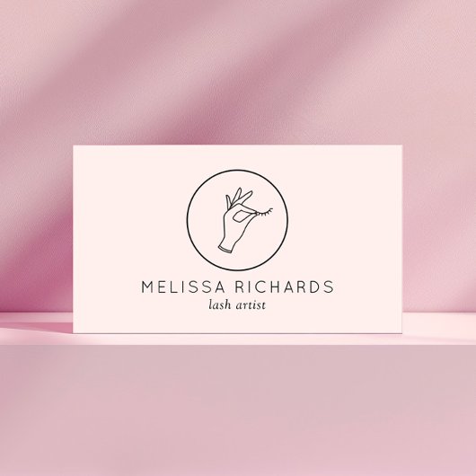 Carte De Visite Mini main et cils Logo maquillage Artiste rose