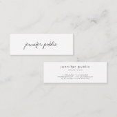 Carte De Visite Mini Manuscrit manuscrit élégant de modèle simple (Devant / Derrière)