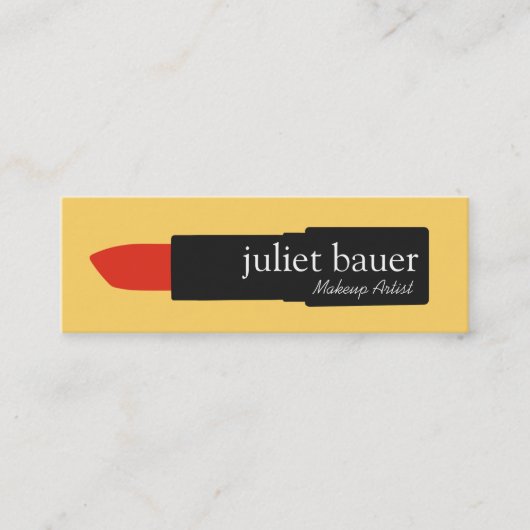 Carte De Visite Mini Maquillage Artiste Gras Jaune Lipstick Beauté (Devant)